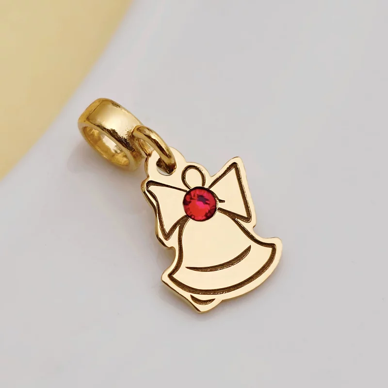 Charm personalizat Craciun - Clopotel - Argint 925 placat cu Aur galben 18K - cristal Swarovski picture - 3