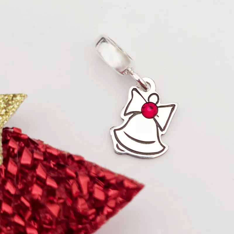 Charm personalizat Craciun - Clopotel - Argint 925 si cristal Swarovski picture - 2