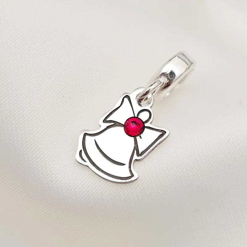 Charm personalizat Craciun - Clopotel - Argint 925 si cristal Swarovski picture - 4