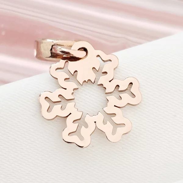 Charm personalizat Craciun - Fulg de nea - Argint 925 placat cu Aur roz 18K