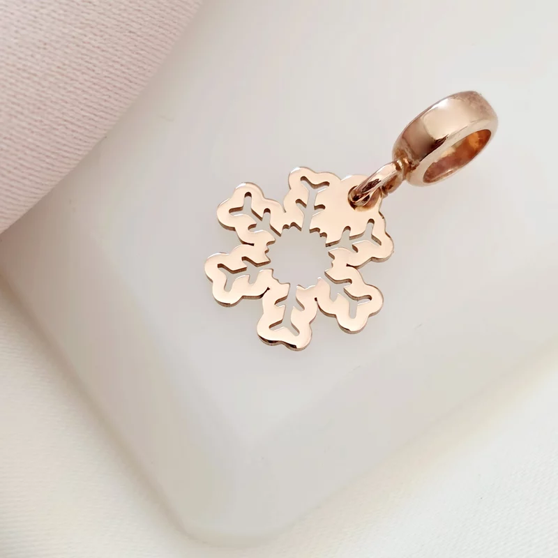 Charm personalizat Craciun - Fulg de nea - Argint 925 placat cu Aur roz 18K picture - 2