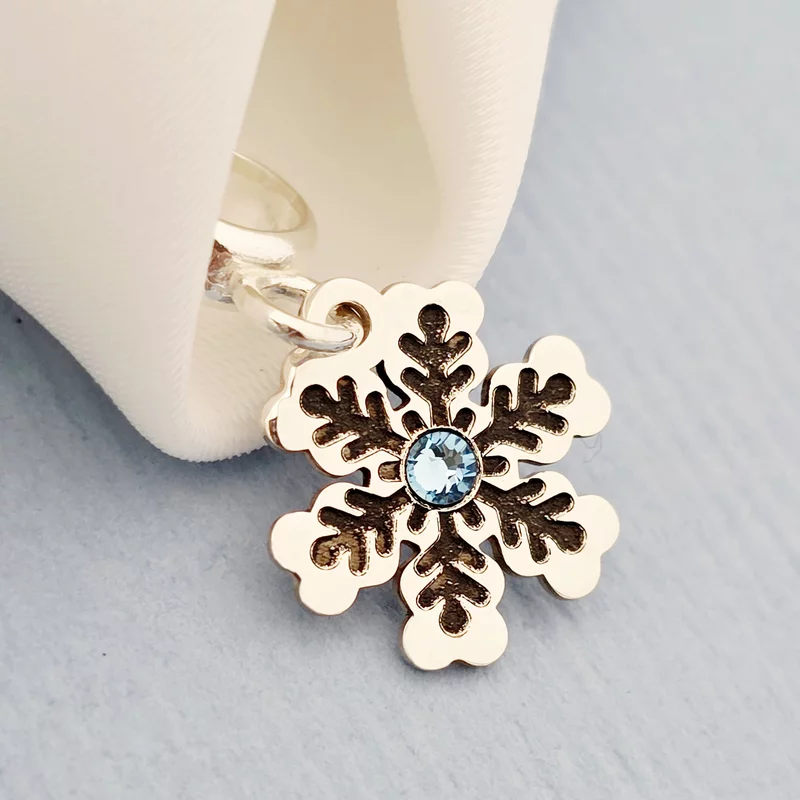 Charm personalizat Craciun - Fulg de zapada - Argint 925 - cristal Swarovski picture - 2