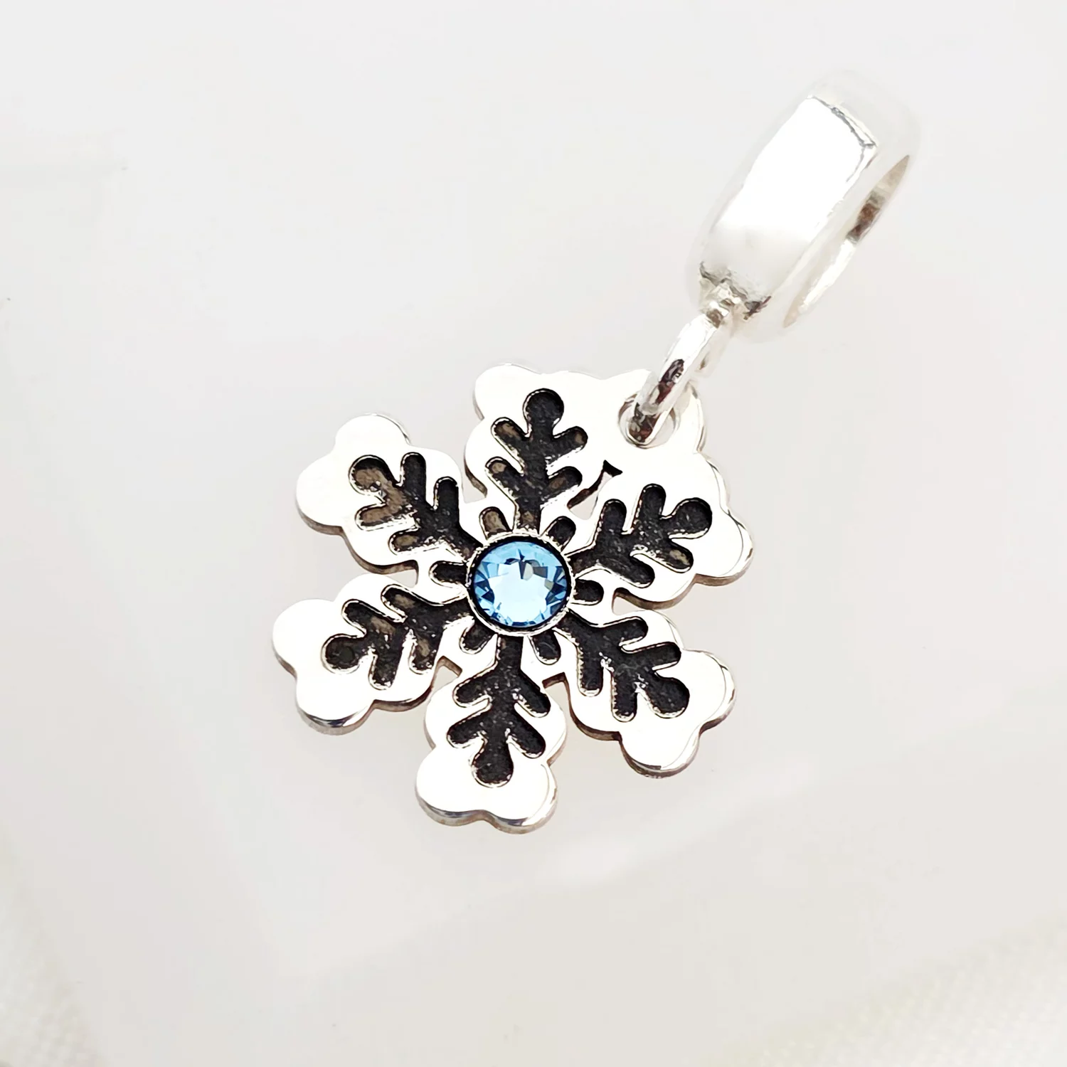 Charm personalizat Craciun - Fulg de zapada - Argint 925 - cristal Swarovski