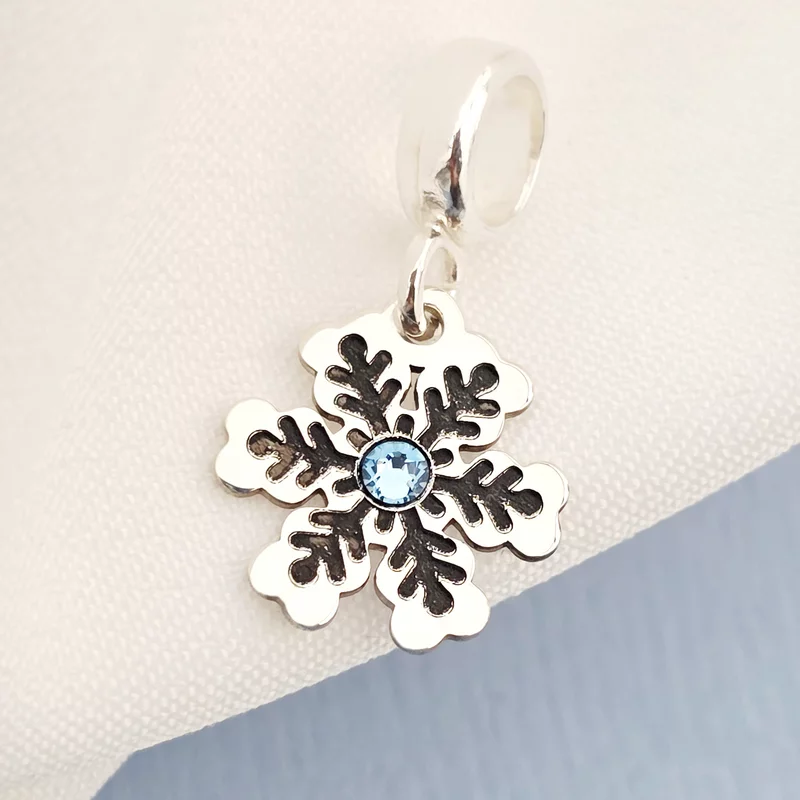 Charm personalizat Craciun - Fulg de zapada - Argint 925 - cristal Swarovski picture - 3
