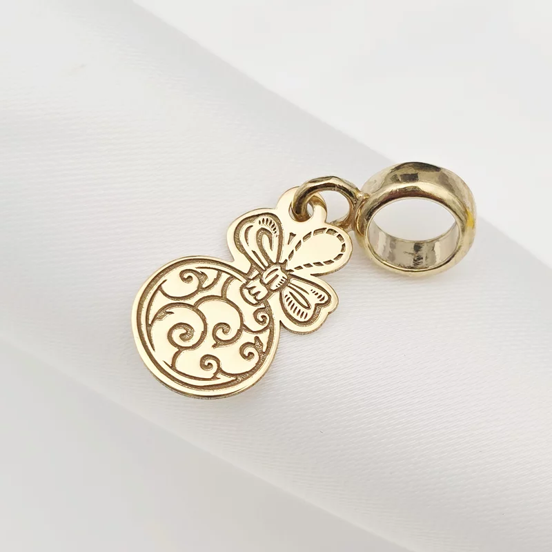 Charm personalizat Craciun - Glob - Argint 925 placat cu Aur galben 18K picture - 1