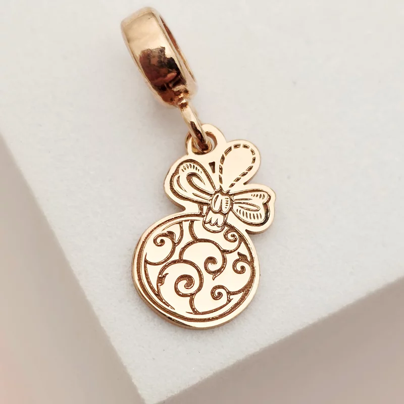 Charm personalizat Craciun - Glob - Argint 925 placat cu Aur roz 18K picture - 2