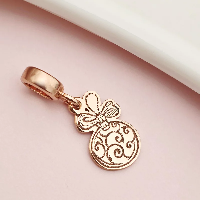 Charm personalizat Craciun - Glob - Argint 925 placat cu Aur roz 18K picture - 3