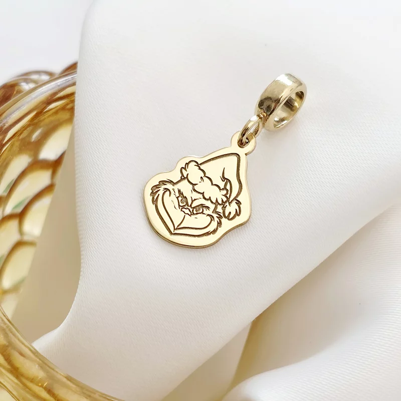 Charm personalizat Craciun - Grinch - Argint 925 placat cu Aur galben 18K picture - 2