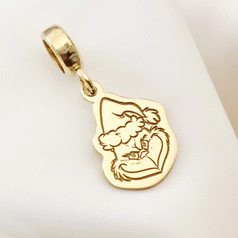 Charm personalizat Craciun - Grinch - Argint 925 placat cu Aur galben 18K picture - 3