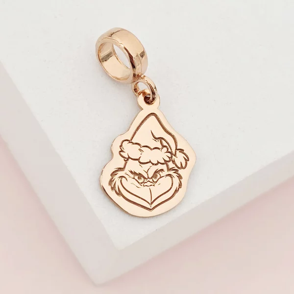 Charm personalizat Craciun - Grinch - Argint 925 placat cu Aur roz 18K