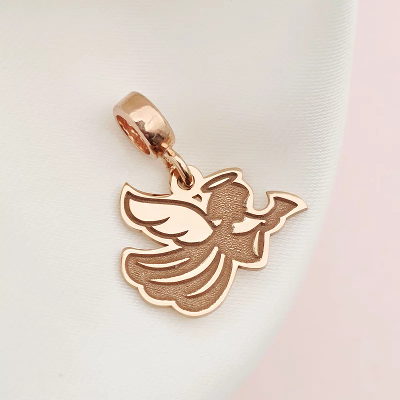 Charm personalizat Craciun - Inger - Argint 925 placat cu Aur roz 18K picture - 3