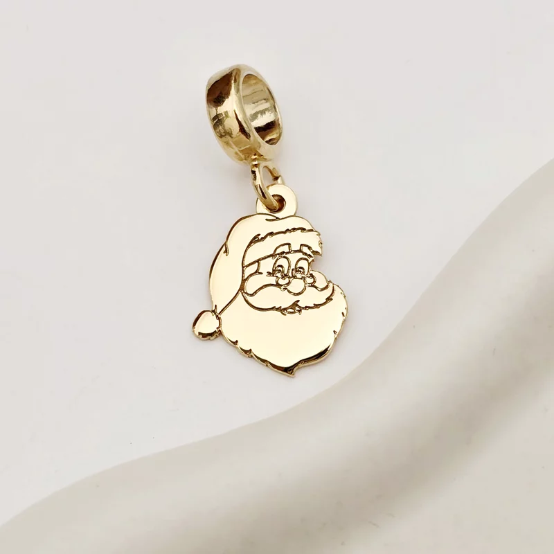 Charm personalizat Craciun - Mos Craciun - Argint 925 placat cu Aur galben 18K picture - 3