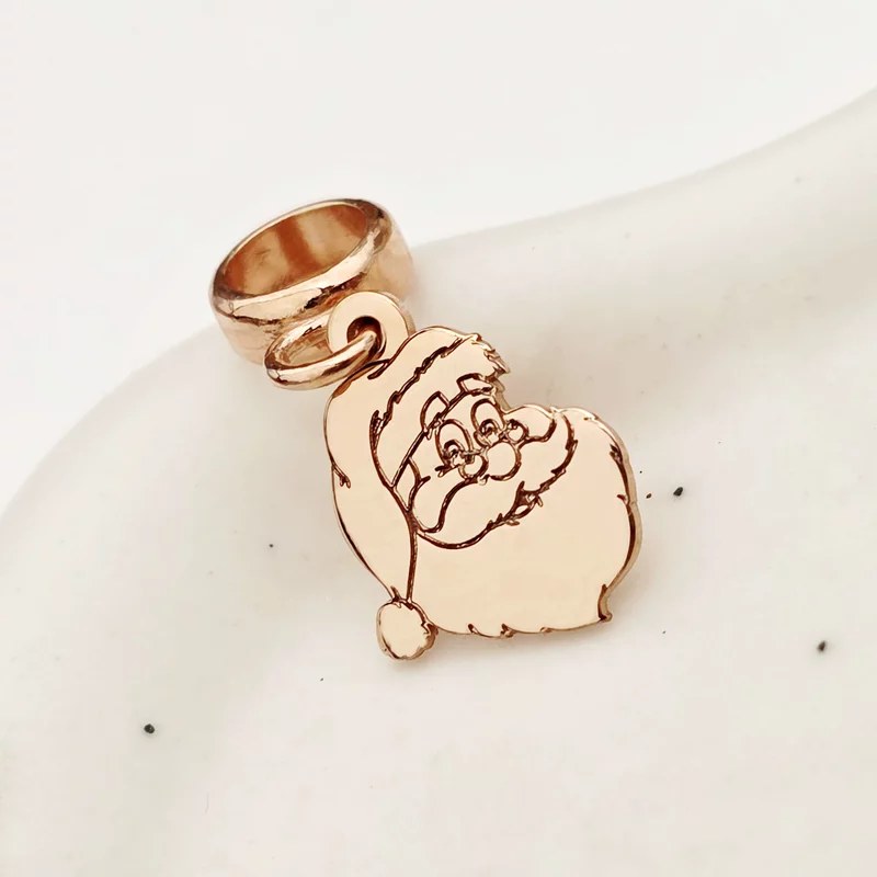 Charm personalizat Craciun - Mos Craciun - Argint 925 placat cu Aur roz 18K picture - 3