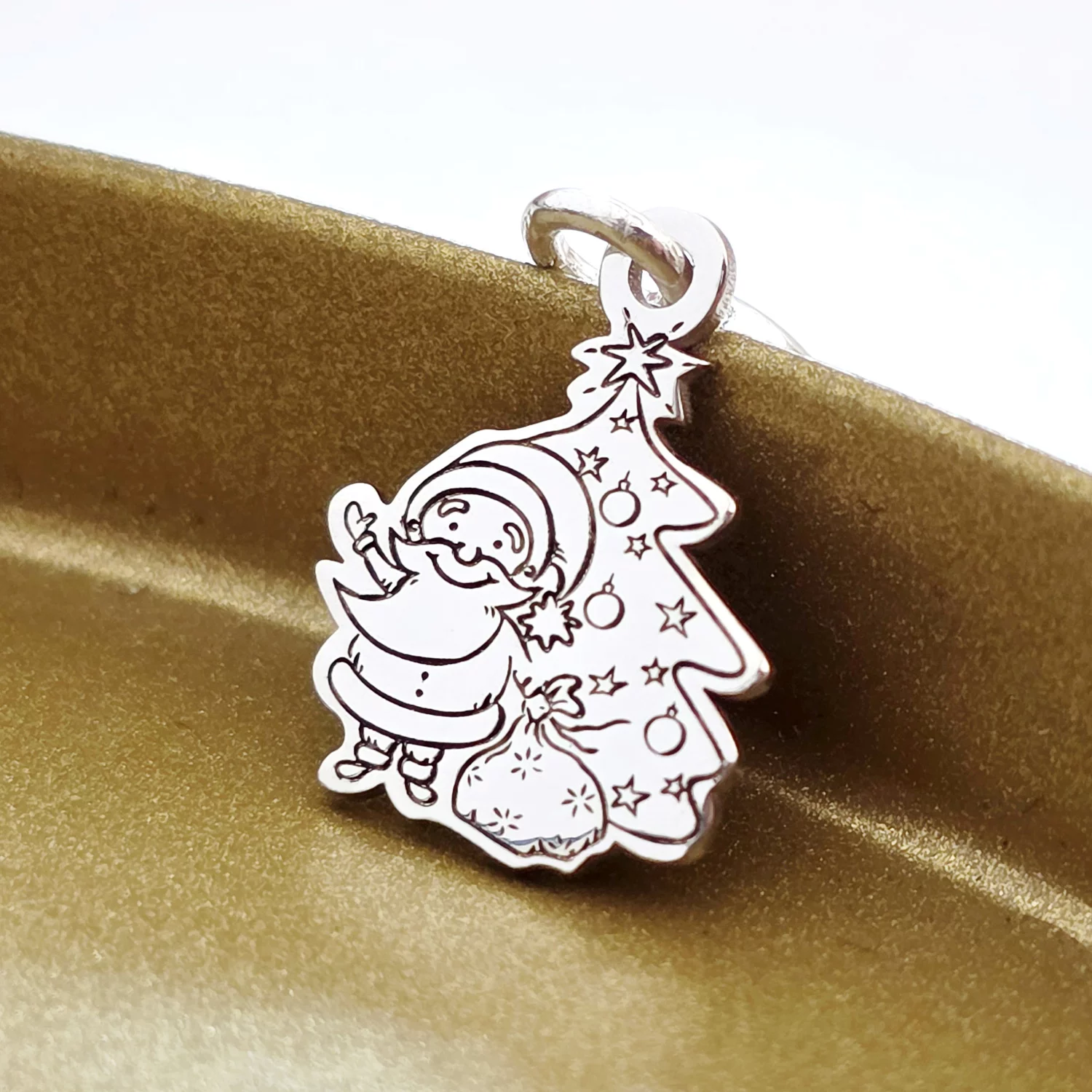 Charm personalizat Craciun - Mos si brad - Argint 925