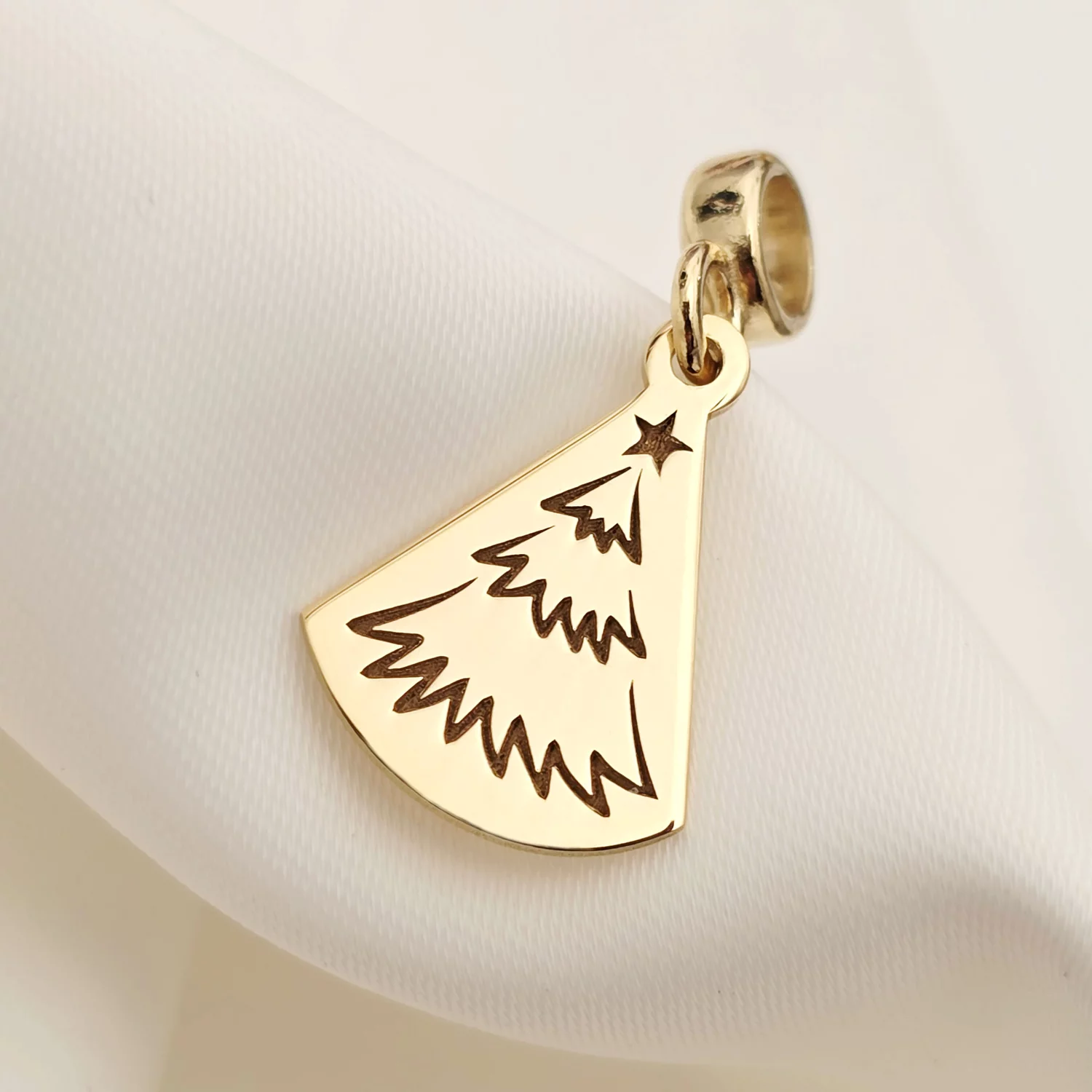 Charm personalizat Craciun - O brad frumos - Argint 925 placat cu Aur galben 18K