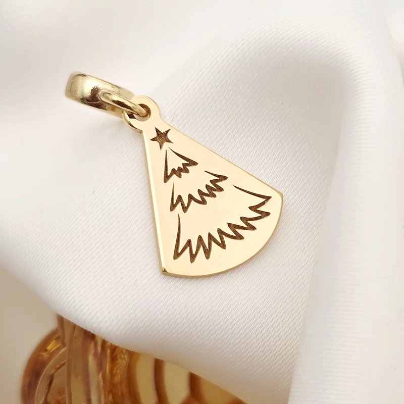 Charm personalizat Craciun - O brad frumos - Argint 925 placat cu Aur galben 18K picture - 2