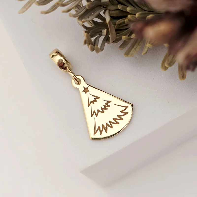 Charm personalizat Craciun - O brad frumos - Argint 925 placat cu Aur galben 18K picture - 3