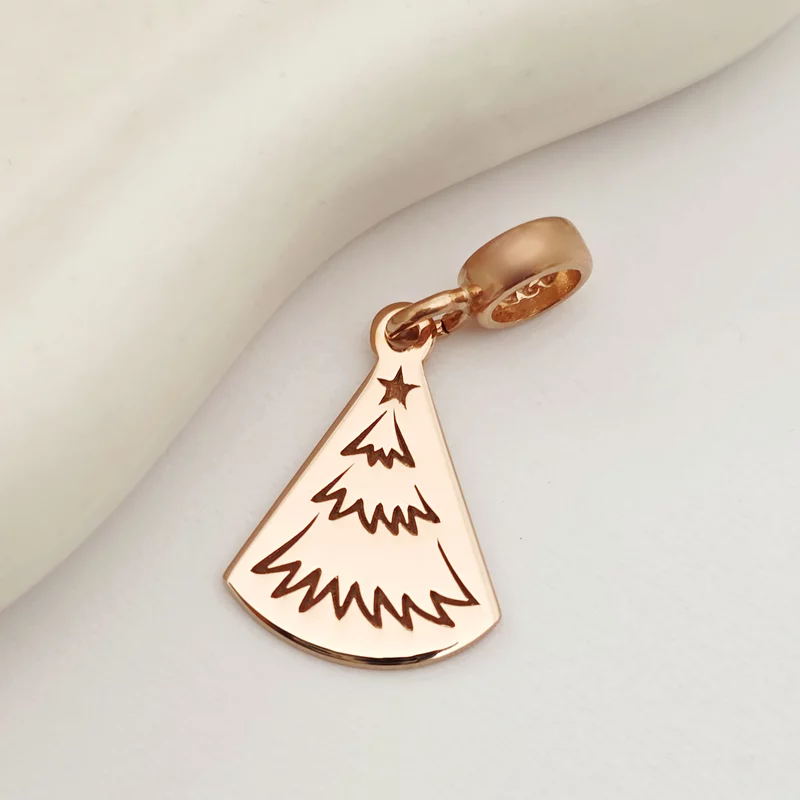 Charm personalizat Craciun - O brad frumos - Argint 925 placat cu Aur roz 18K picture - 3