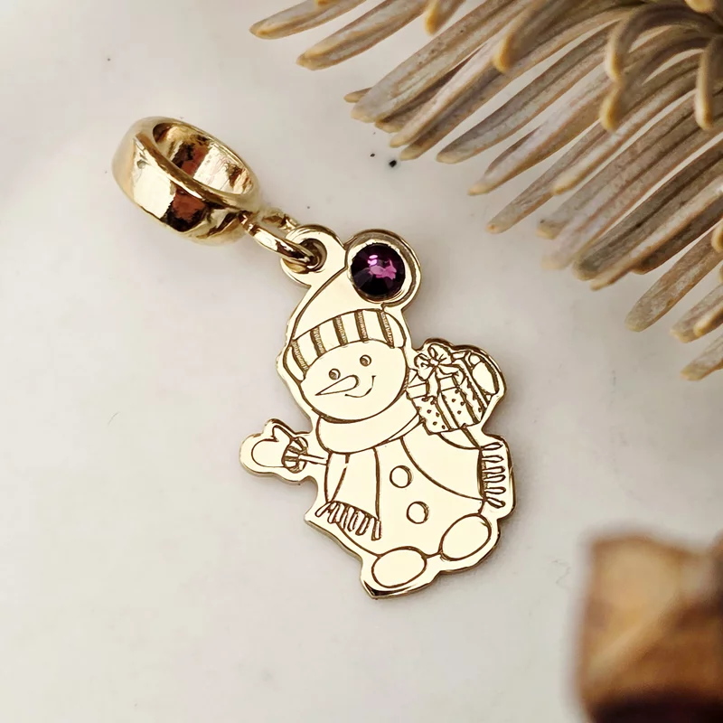 Charm personalizat Craciun - Om de zapada - Argint 925 placat cu Aur galben 18K - cristal Swarovski picture - 3