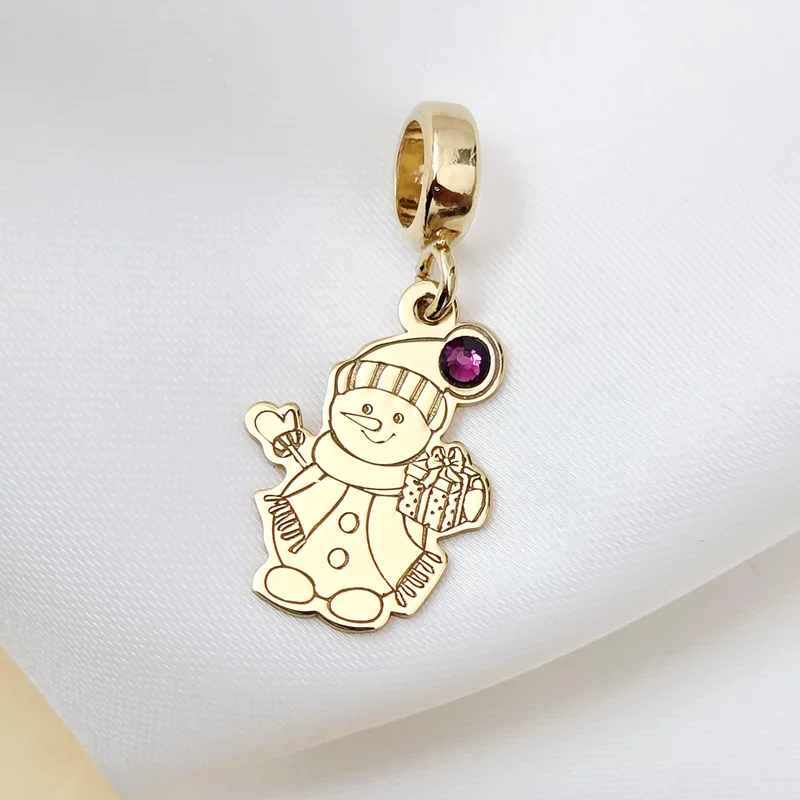 Charm personalizat Craciun - Om de zapada - Argint 925 placat cu Aur galben 18K - cristal Swarovski picture - 2