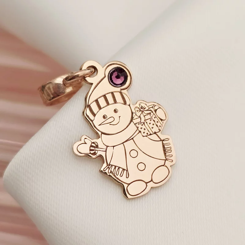 Charm personalizat Craciun - Om de zapada - Argint 925 placat cu Aur roz 18K - cristal Swarovski picture - 2