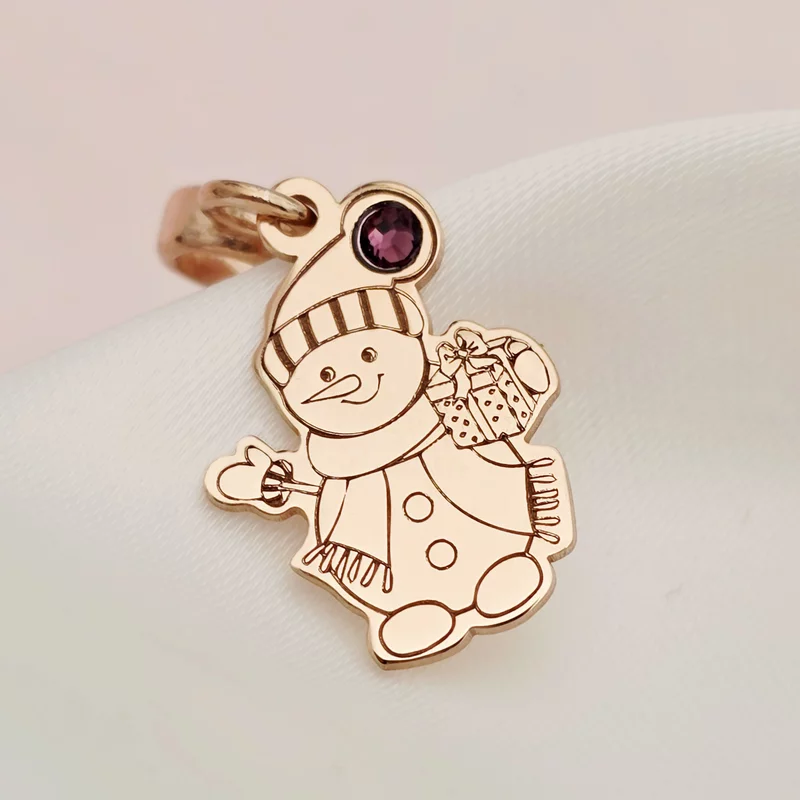 Charm personalizat Craciun - Om de zapada - Argint 925 placat cu Aur roz 18K - cristal Swarovski picture - 3