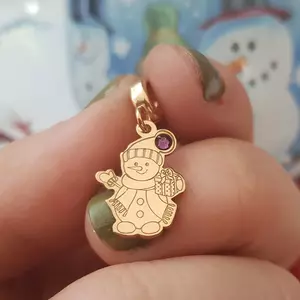 Charm personalizat Craciun - Om de zapada - Argint 925 placat cu Aur roz 18K - cristal Swarovski