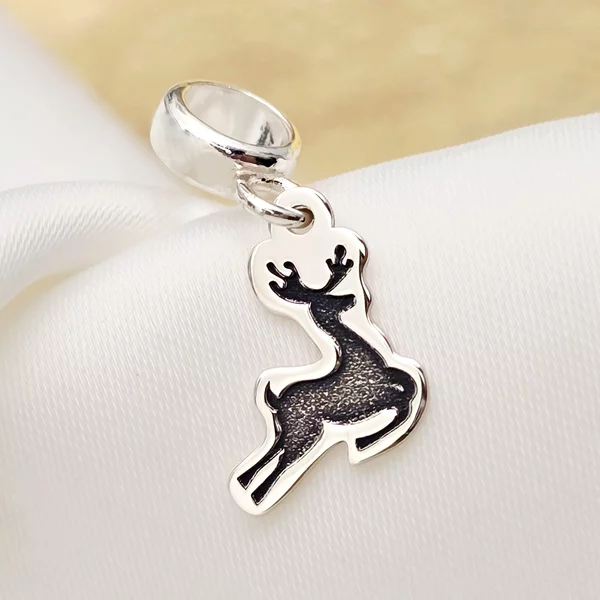 Charm personalizat Craciun - Renul Rudolf - Argint 925