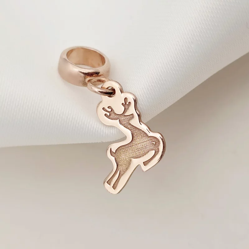 Charm personalizat Craciun - Renul Rudolf - Argint 925 placat cu Aur roz 18K picture - 3