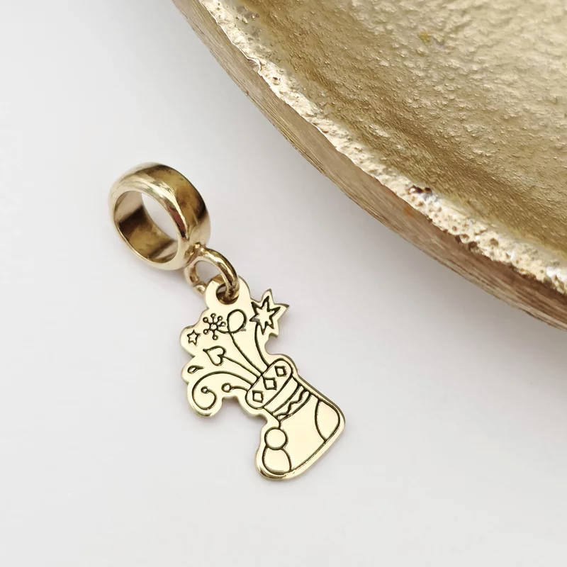 Charm personalizat Craciun - Soseta - Argint 925 placat cu Aur galben 18K picture - 2