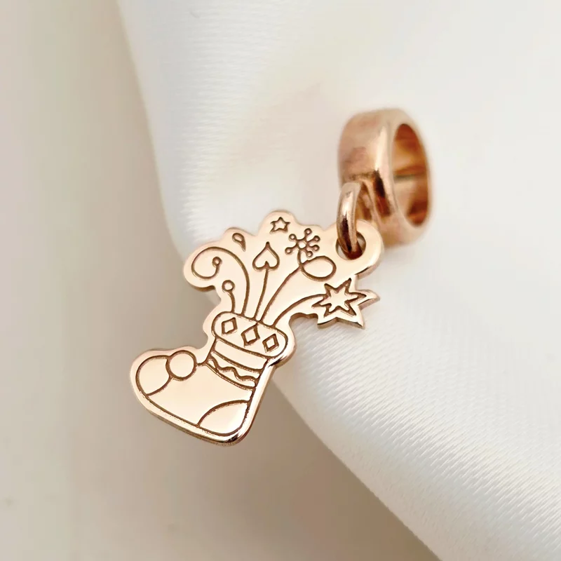 Charm personalizat Craciun - Soseta - Argint 925 placat cu Aur roz 18K picture - 3