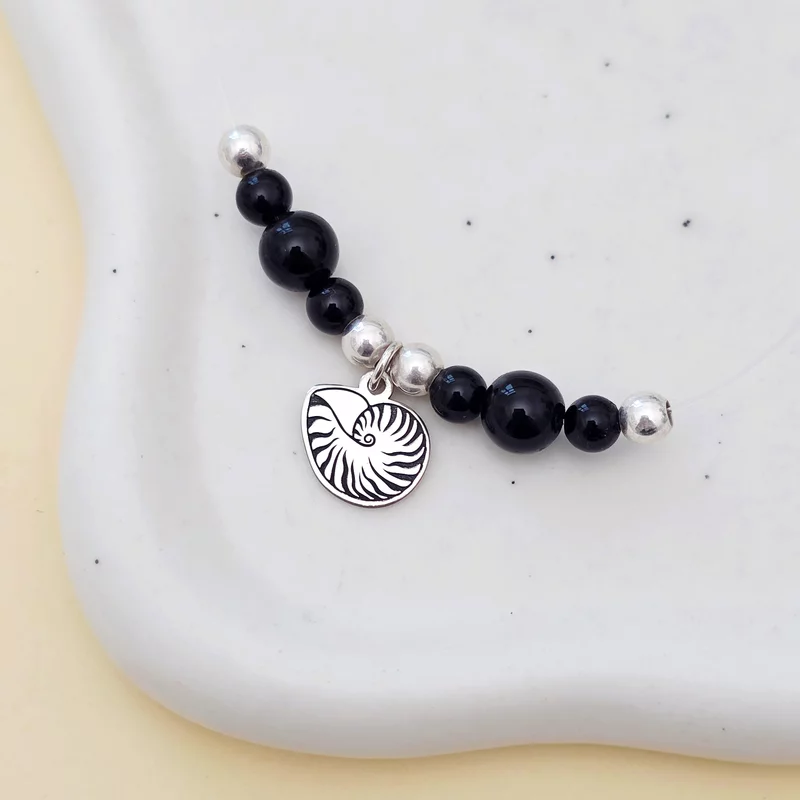 Choker Beach Summer - Personalizat cu 6 Onix si 4 bilute de 4 mm - Diverse pandantive - Argint 925 - Lant silicon cu inchizatoare carabina picture - 3