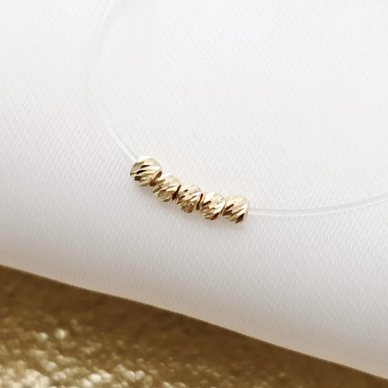 Choker cu 5 bilute de 2 mm - Aur Galben 14K - Lant silicon cu inchizatoare carabina picture - 2