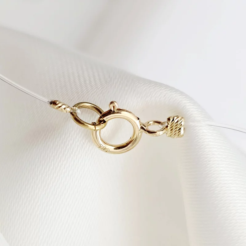 Choker cu 5 bilute de 2 mm - Aur Galben 14K - Lant silicon cu inchizatoare carabina picture - 3