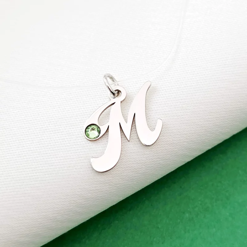 Choker cu initiala si cristal Swarovski - Argint 925 - Lant silicon picture - 5