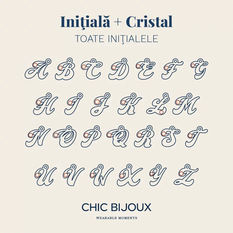 Choker cu initiala si cristal Swarovski - Argint 925 - Lant silicon picture - 6