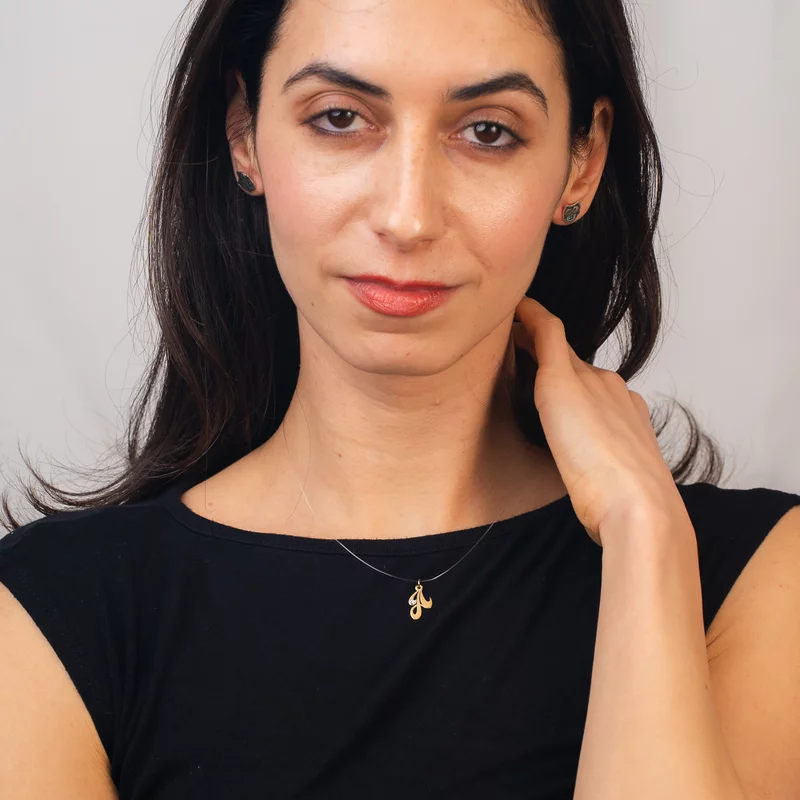 Choker cu initiala si cristal Swarovski - Argint 925 placat cu Aur Galben 18K  - Lant silicon picture - 2