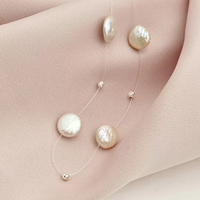 Choker Drop cu perle aplatizate si bilute din Argint 925