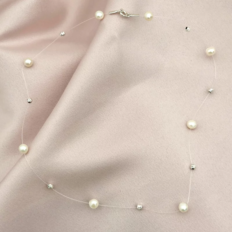 Choker Drop cu perle naturale si bilute din Argint 925 picture - 5