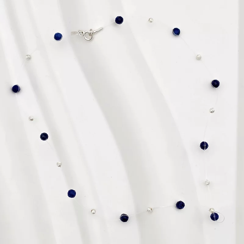 Choker Drop cu pietre Lapis Lazuli si bilute din Argint 925 picture - 3