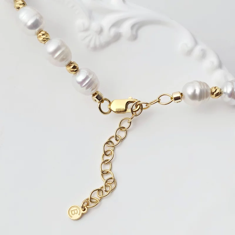 Colier cu Perle - Model armonios cu perle si bilute - Argint 925 placat cu Aur galben 18K picture - 4