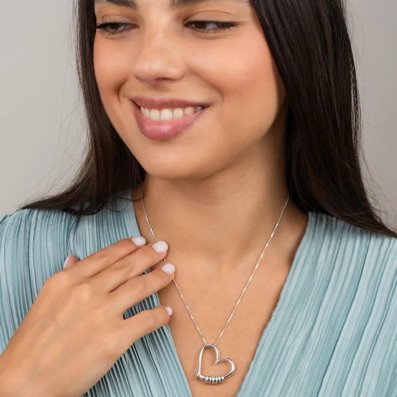 Lantisor Legaturi de Suflet - Pandantiv Inima si Elemente cu nume - Argint 925 picture - 2