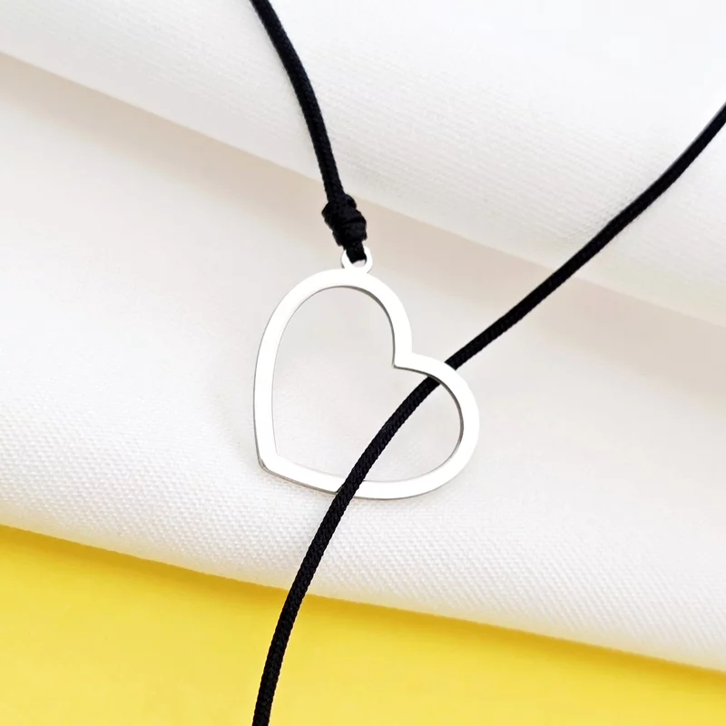 Colier lariat Y - 4 pandantive -  Inima si 3 piese la alegere - Argint 925 - snur negru picture - 2