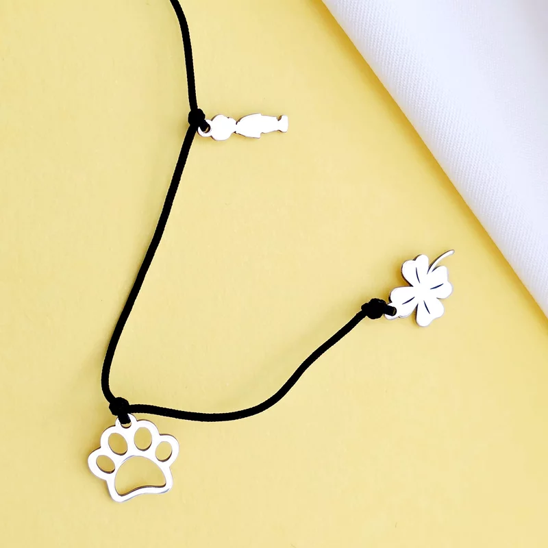 Colier lariat Y - 4 pandantive -  Inima si 3 piese la alegere - Argint 925 - snur negru picture - 3