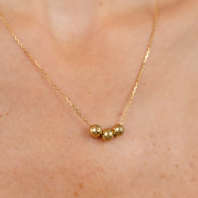 Colier Legaturi Pretioase  - 3 bilute personalizate cu nume - Lantisor Forzatina- Argint 925 placat cu Aur Galben 18K picture - 4