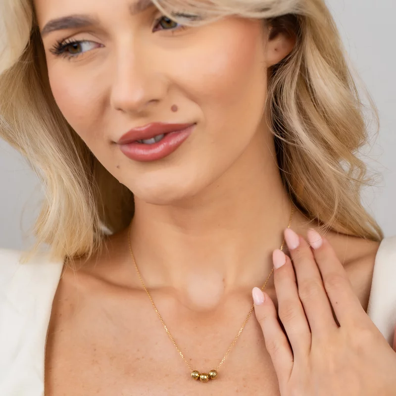 Colier Legaturi Pretioase  - 3 bilute personalizate cu nume - Lantisor Forzatina- Argint 925 placat cu Aur Galben 18K picture - 2