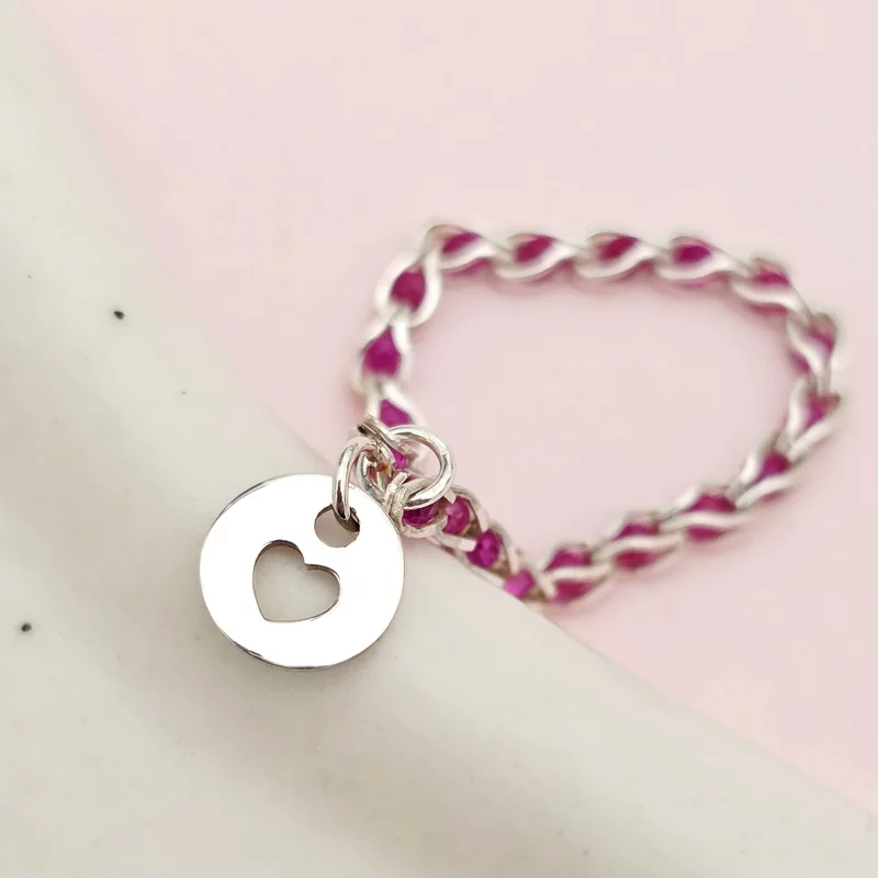 Inel cromatic cu charm - Model cu lant impletit cu Zirconii - Argint 925 picture - 2