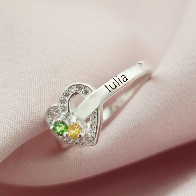 Inel Due Amori - 2 nume si Cristale Zirconia - Argint 925 picture - 2