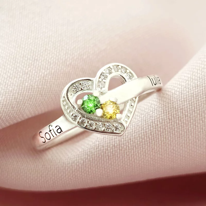 Inel Due Amori - 2 nume si Cristale Zirconia - Argint 925 picture - 3