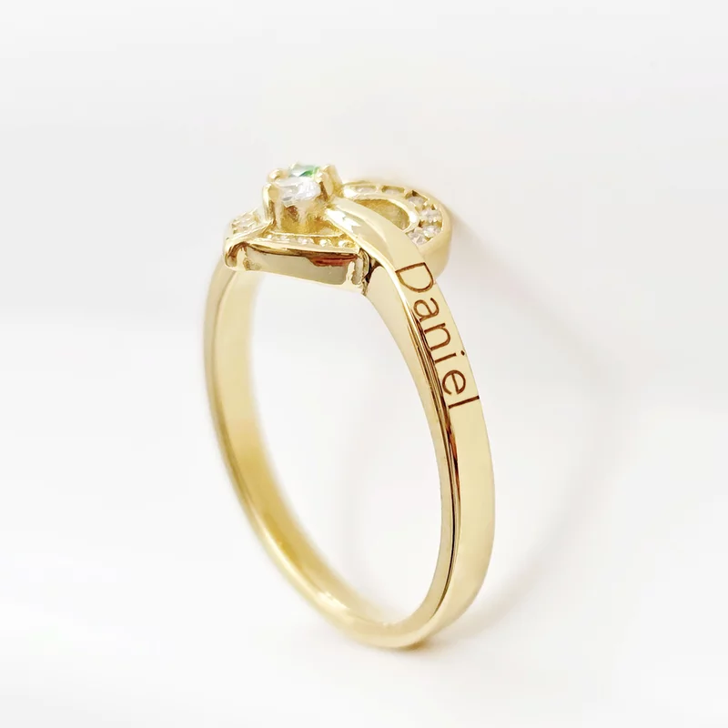 Inel Due Amori - 2 nume si Cristale Zirconia - Argint 925 placat cu Aur Galben 18K picture - 3